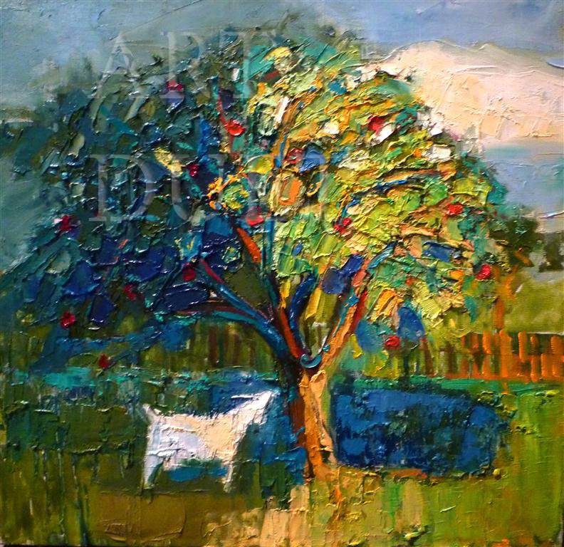 Impasto Landscape Modern Palette Knife Oil Painting GARDEN Impasto Landscape Modern Palette Knife Oil Painting GARDEN