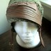 brown leather hat, green aviator hat, WINTER SALE, upcycled