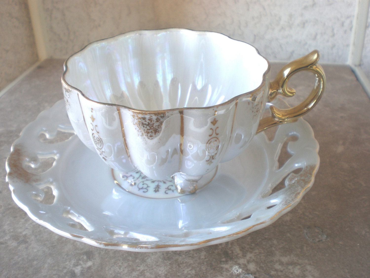 Tea Cup Three Legged Antique and Saucer by TagSaleDivas on ...