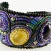 Amethyst, Citrine, Peruvian Opal, Freshwater Pearls and Japanese Seed Beads, Statement Bead Embroidered Art Cuff, FREE SHIPPING