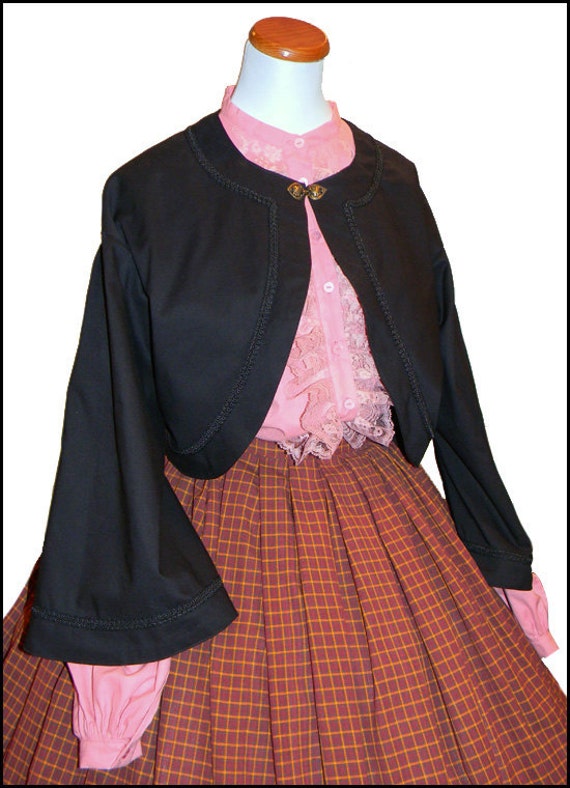 1800's Civil War Victorian Black Zouave Jacket New 100