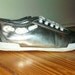 Vintage Keds style metallic silver leather shoes