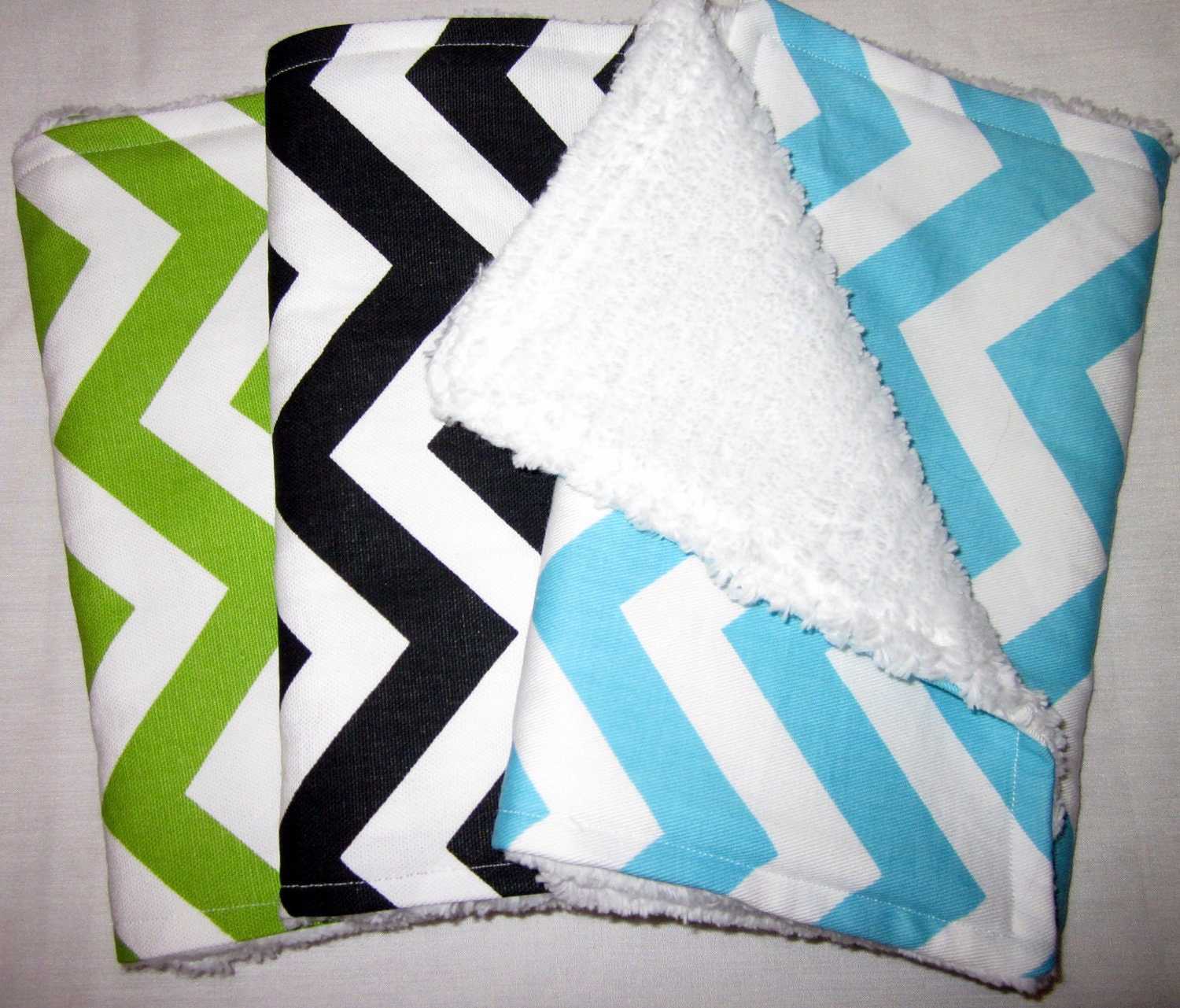 Gender Neutral Baby Burp Cloths Set of 3 Chevron by CateandCruz