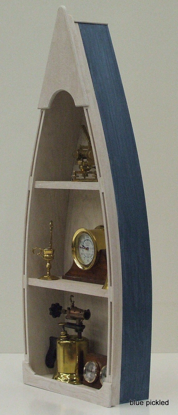4' blue boat bookcase canoe skiff schooner dory shelf