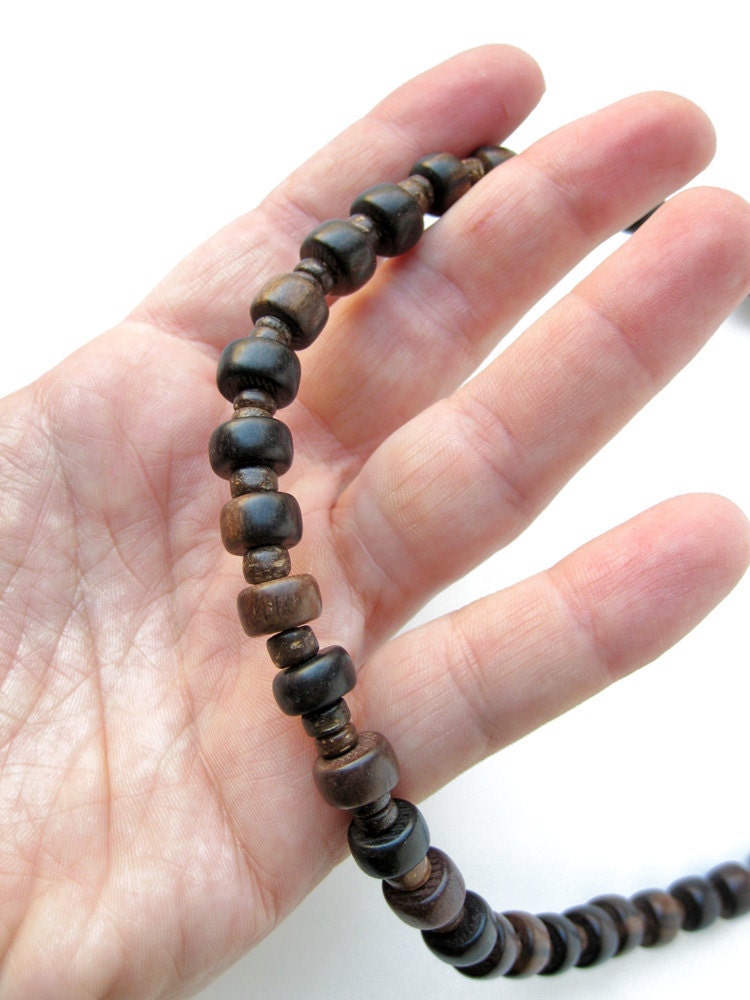Men's Jewelry Wood bead men's necklace handmade from