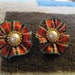 Vintage 80s plaid and pearl earrings