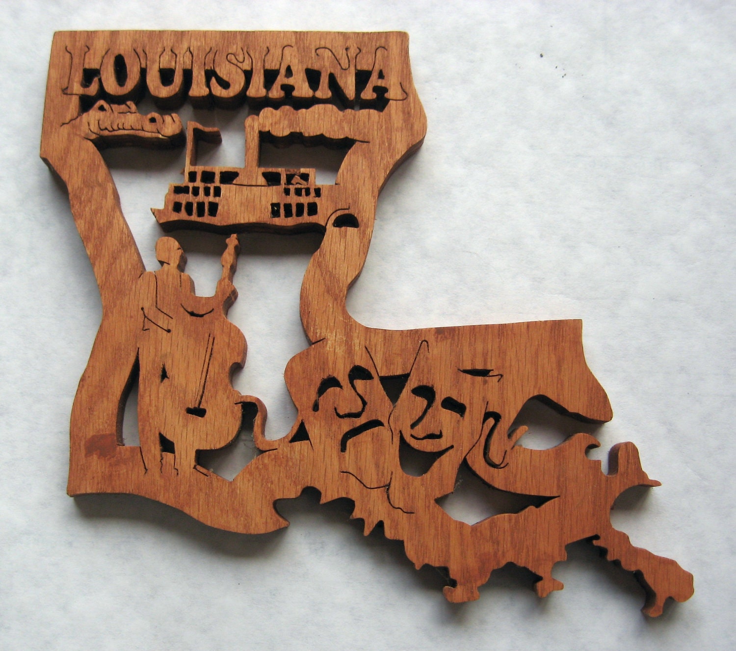 Louisiana State Shape Wood Cutout Sign Wall Art Design