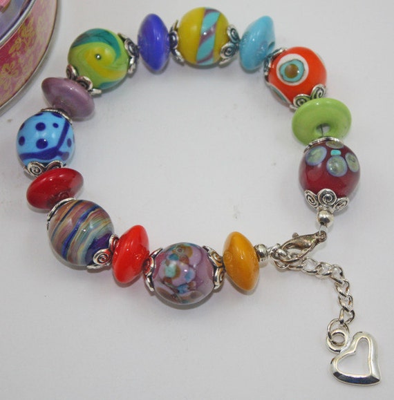 Items similar to MultiColored Glass Bead Bracelet on Etsy