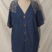 1980s Bejeweled Button Down Denim Shirt w/ Gold Lion Buttons Plus Size XXL