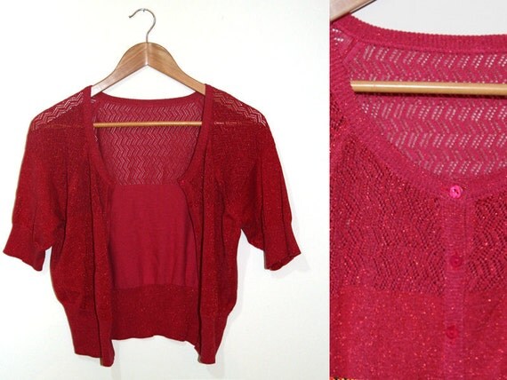 Red cardigan sweater for women short sleeve women
