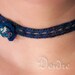 Crochet Choker - Hippie Hand Crocheted Choker - Polymer Clay Flower Button - Ocean Crochet - Yarn Jewelry - Fiber Jewelry