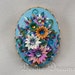 Marie Antoinette Flower Garden Brooch - Art Deco Brooch - Polymer Clay Embroidery Cameo - Polymer Clay Flowers - Vintage Look Flower Brooch
