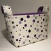 Fabric Basket Organizer Bin Storage Container-Purple Mixed Polka Dots w/Purple Patterned Interior