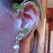 Pair of Elf Ear Cuffs with Genuine Peridot and Freshwater Pearls, non pierced earring, Fairy, Renaissance, Elven