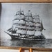 Schooner Ship Black White Photograph Full Sail