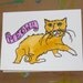 MEOW Cat Gocco hand printed stationary card