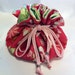 Drawstring Jewelry Pouch / Travel Bag / Store Jewelry / Cosmetics / Pink and Green Flowers with Green Inside