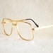 Industrial Metal Mens Gold Aviator Eyeglasses / Fixed Bridge Flex / 80s Vintage Square Never Worn / Available in other Metal Colors