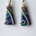 Azurite Malachite Silver Wrap Earrings