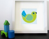Modern Kids Wall Art Bird / green : high quality reproductions from original izzybizzy illustrations