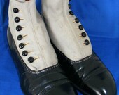 VTG 20' - 30's A. E. Nettleton Spat Style Leather Shoes Black/Grey Size 6 1/2 E