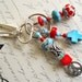 Turquoise, Red and Silver Beaded Keychain