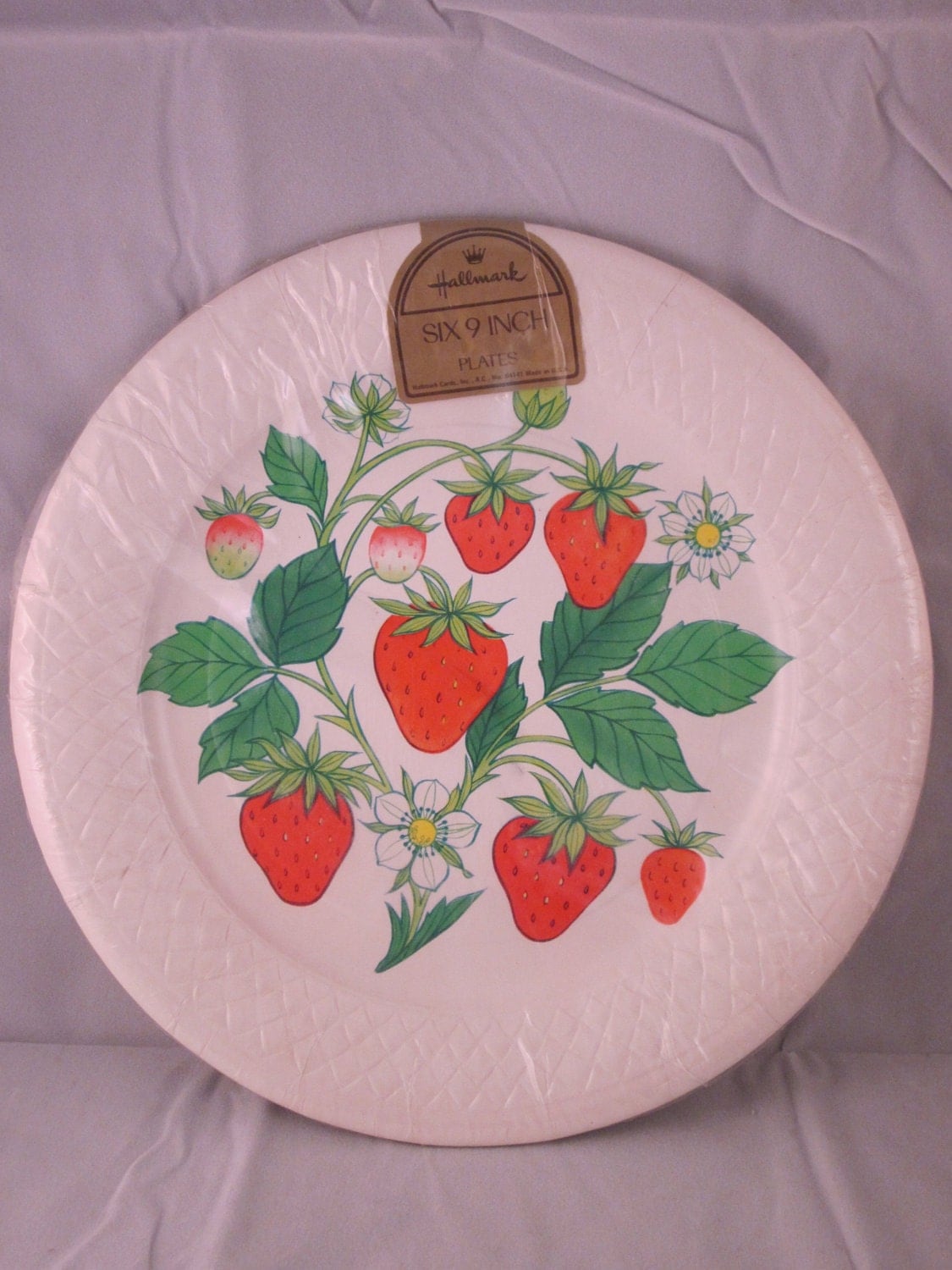 STRAWBERRY Paper Plates Vintage Hallmark 9 inch package of