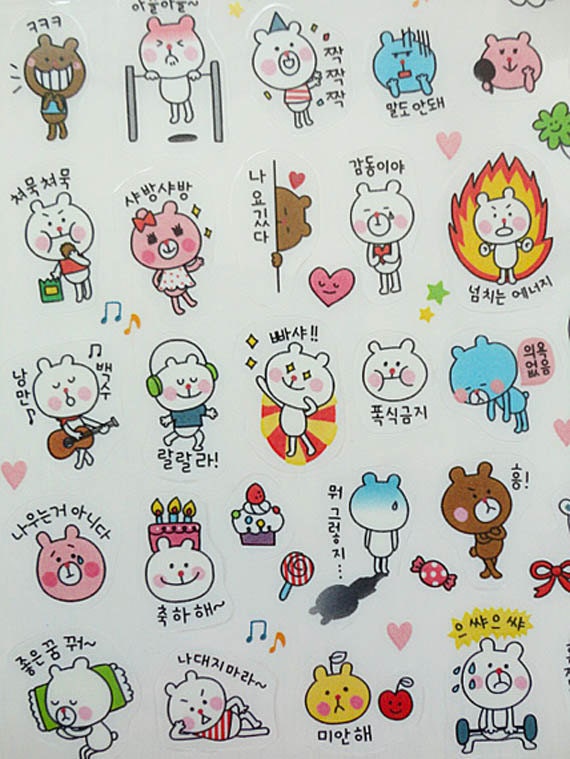 korean bear diary stickers ver2