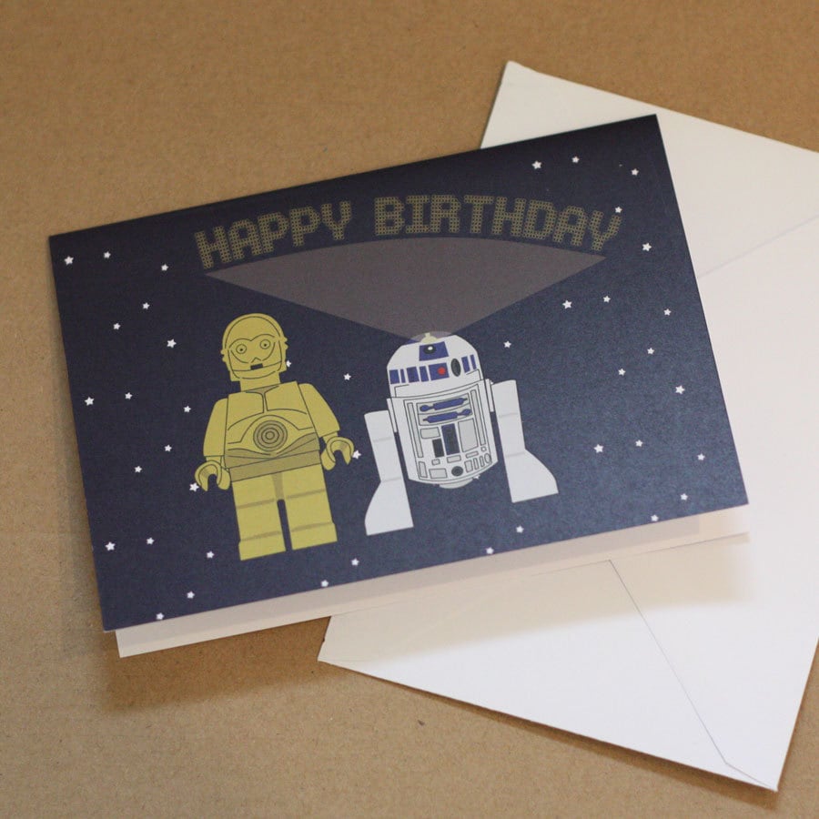 C3po   R2d2 Lego Star Wars Birthday Card