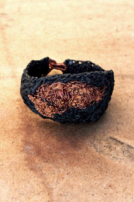 Items similar to NOMAD BRACELET ROOTS Unique Crocheted Copper Wire
