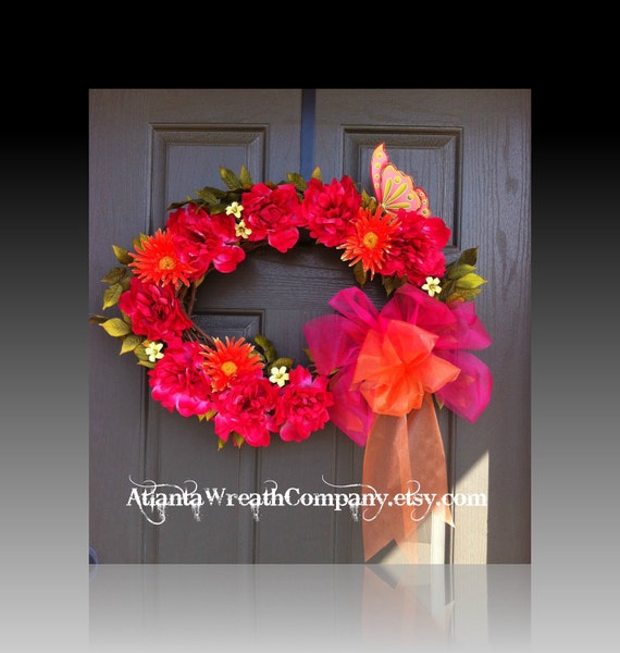 CLEARANCE Spring wreath floral wreath front door wreath