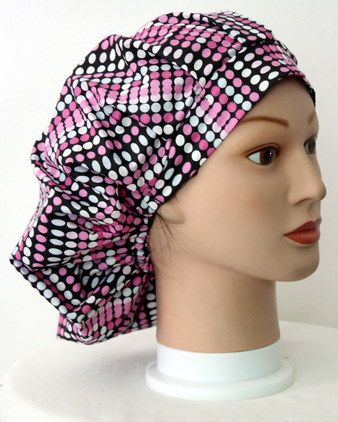 21 MultiTone Pink Dots Bouffant Hat by dpcustomcreations on Etsy