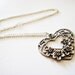 Heart necklace, silver open heart necklace, floral heart necklace, flowers heart necklace, lovely pendant necklace
