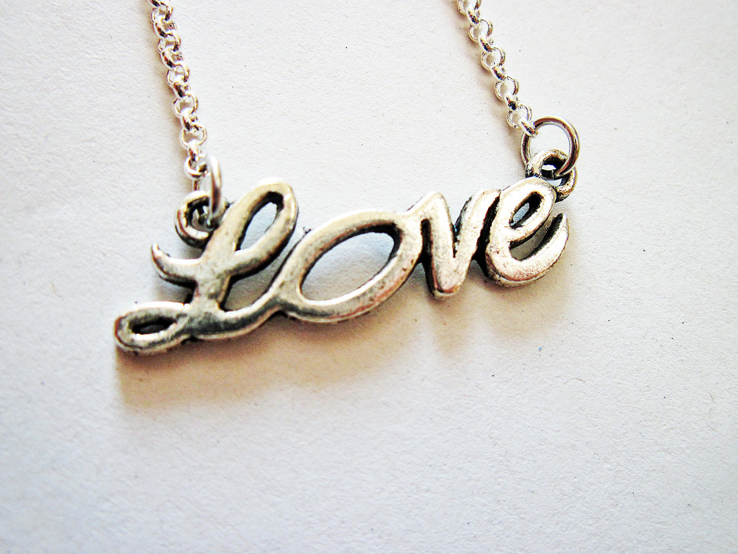 Silver Love Necklace love word necklace love jewelry love