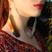 Amazon Parrot Feather Earrings with Carved Bone Beads