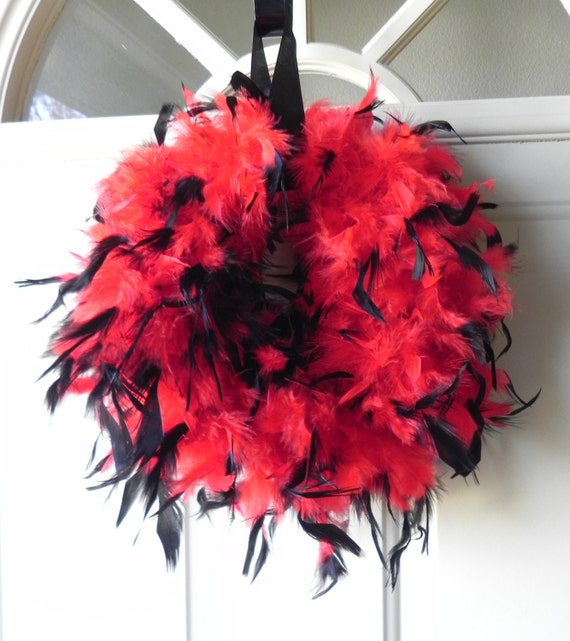 Valentine Wreath Feather Wreath Red Black