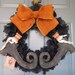 Burlap Halloween Wreath with Primitive Witch Boots PAIR - (customize the stocking colors)Swamp Water Line