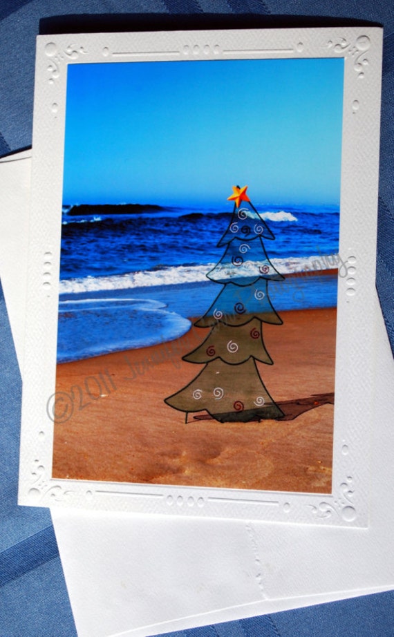 Items Similar To Beach Themed Christmas Holiday Cards Set Of 10 Cards   Il 570xN.285024373 