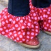 SALE, Red Polka Dot Ruffle Jeans