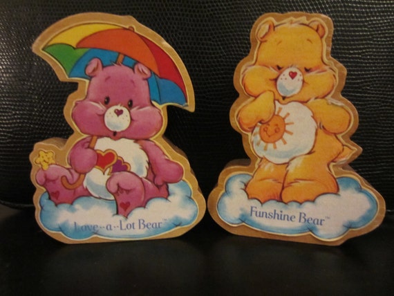 Care Bears Vintage Wood Figurines Love A Lot Bear Funshine 3027