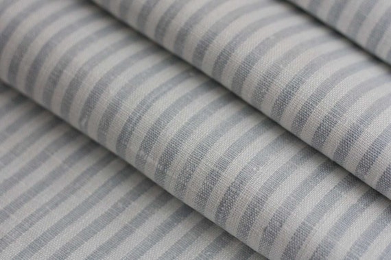 Linen fabric 59x57 greyblue striped
