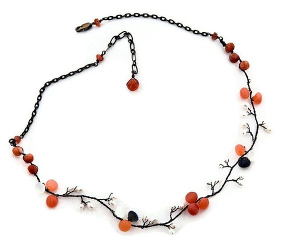 Rust Beaded Necklace Gemstone Necklace by CherylParrottJewelry