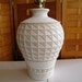 Vintage pottery lamp basket weave houndstooth pattern
