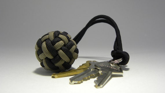 Globe knot 1 Paracord Keychain FOB 25mm steel center