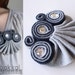 Navy Blue and Gray Felt Brooch with gemstones, Blue Felt Brooch, Felt Brooch, Blue, Rolled Felt, Everyday Jewelry, Charming, Gray Brooch