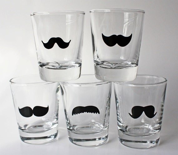 Items similar to Set of 5 Mustache Shot Glasses on Etsy