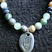 Creative Hand - Jasper stone choker - 16 inch - ocean tones - for those for whom Creativity is the Path of Life as it says on pendant