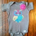 Unique Baby Girl Onesie in Gray With Beautiful Owl Decal & Handmade Flower