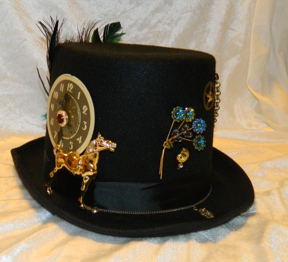 Gothic STEAMPUNK Top Hat. VICTORIAN Top Hat. COACHMAN by Georgea2z