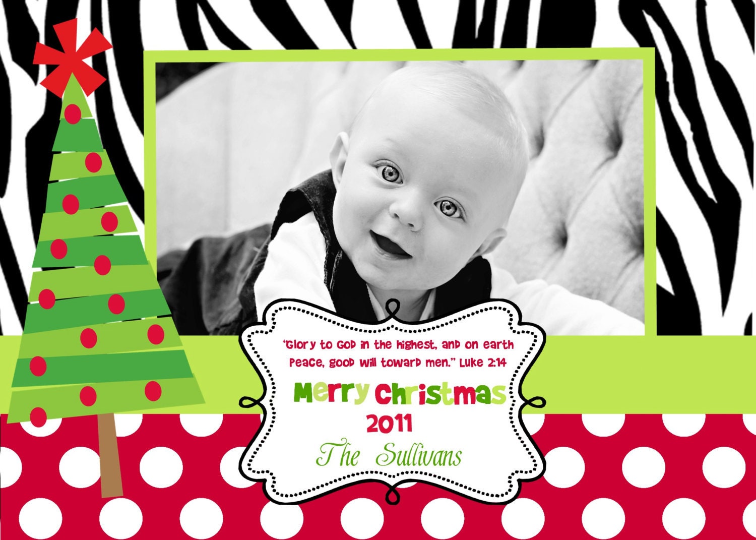 Personalized Christmas Cards Zebra